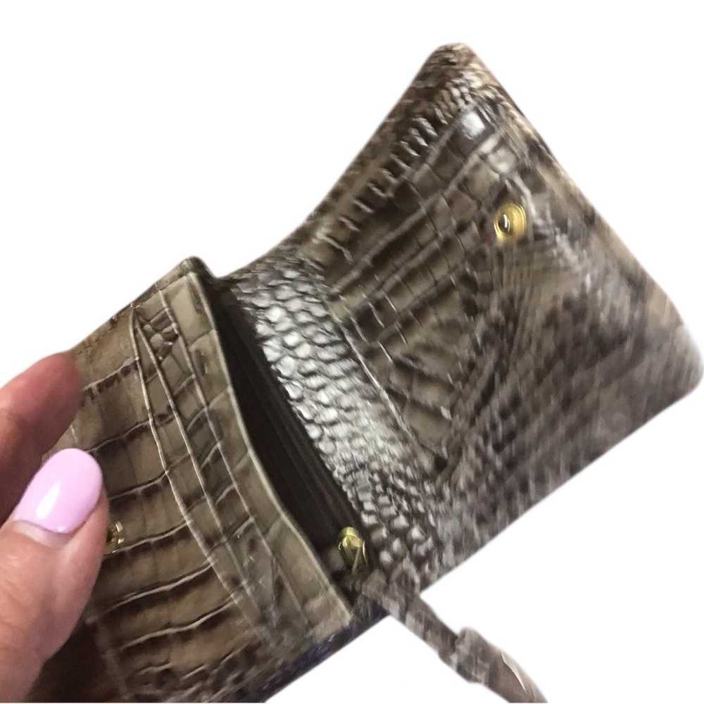 Brahmin Mini Key Brown Collodi Melbourne Genuine Leather Bi Fold Mini Wallet ID - Picture 6 of 12